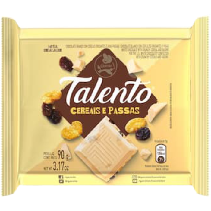 Choc Garoto Talento Cereais E Passas Chocolate Branco